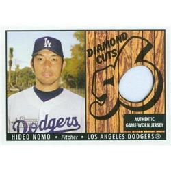 343268 Hideo Nomo Baseball Card Player Worn Jersey Patch - Los Angeles Dodgers 2003 Bowman Heritage Diamond Cuts No. DC-HN