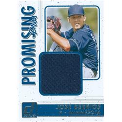 Picture of Autograph Warehouse 343287 Jose Berrios Worn Jersey Patch Baseball Card - Minnesota Twins 2017 Donruss Promising Pros No. PPM-JB
