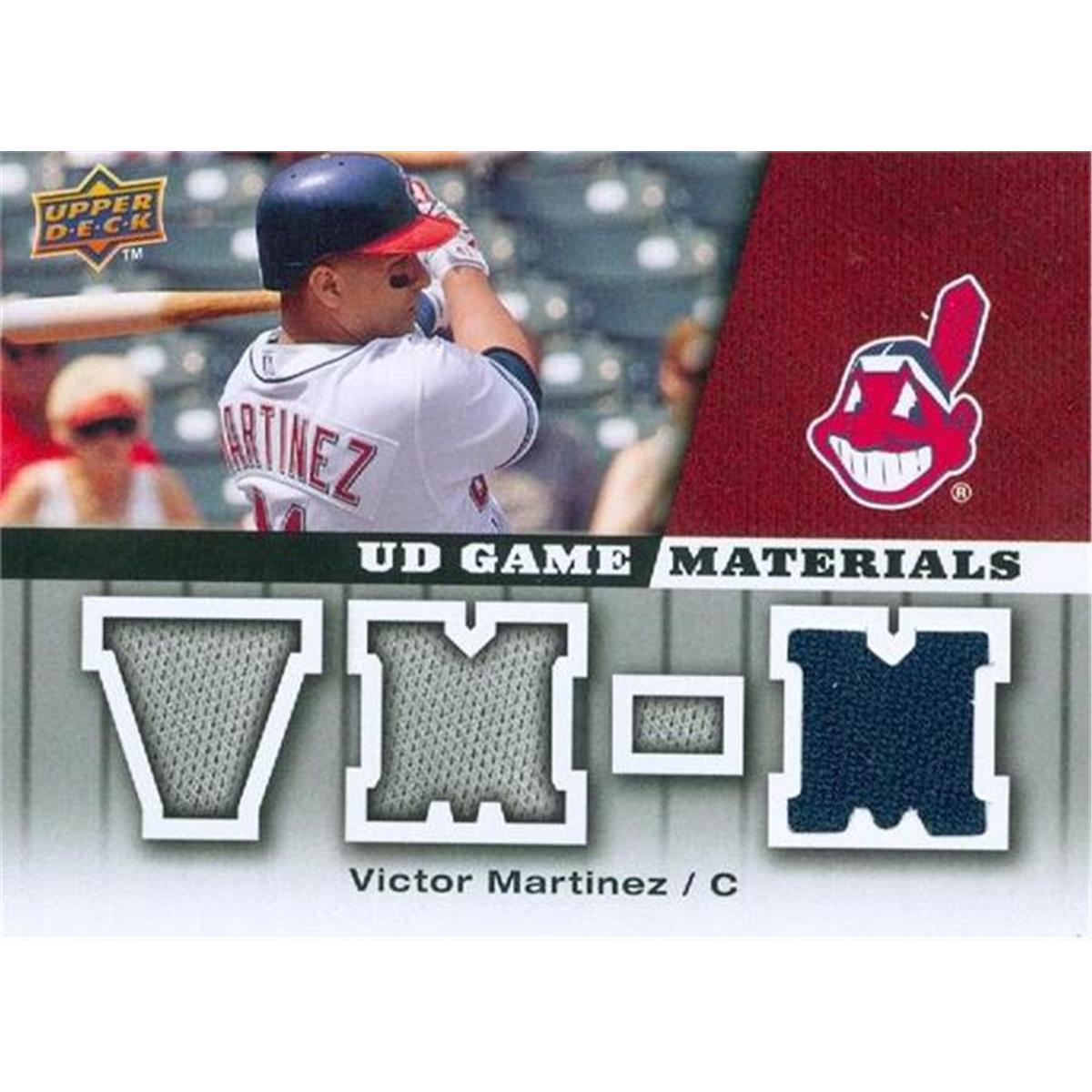 343344 Victor Martinez Player Worn Jersey Patch Baseball Card - Cleveland Indians 2009 Upper Deck No. GM-VM