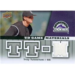 343348 Troy Tulowitzki Player Worn Jersey Patch Baseball Card - Colorado Rockies 2009 Upper Deck Materials No. GM-TT