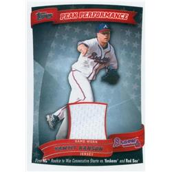 343350 Tommy Hanson Player Worn Jersey Patch Baseball Card - Atlanta Braves 2010 Topps Peak Performance No. PPR-THA