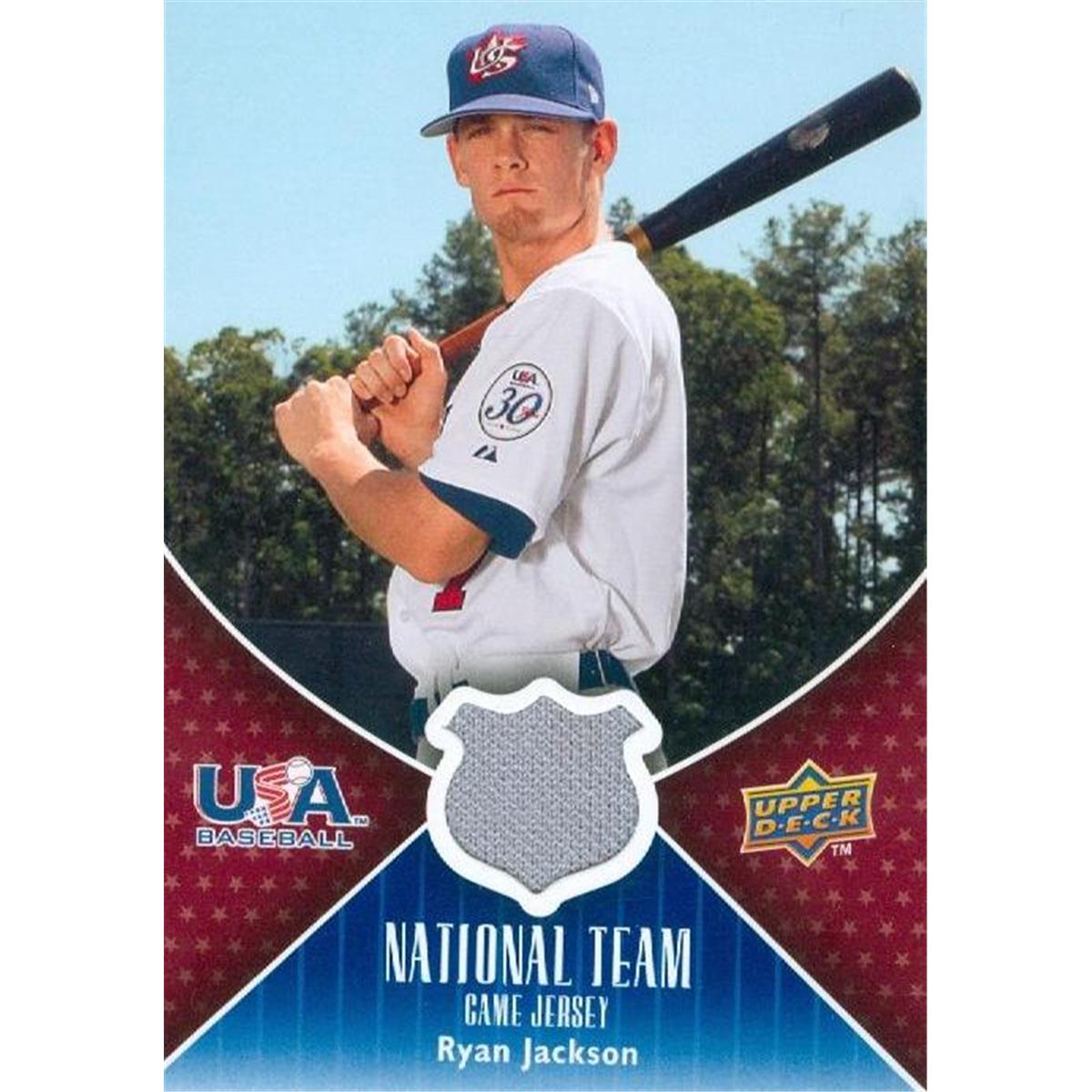 343375 Ryan Jackson Player Worn Jersey Patch Baseball Card - Team USA 2009 Upper Deck No. USA-RJ