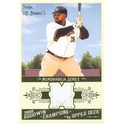 343380 Prince Fielder Player Worn Jersey Patch Baseball Card - Milwaukee Brewers 2009 Upper Deck Goodwin No. GCM-PF