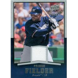 Picture of Autograph Warehouse 343382 Prince Fielder Player Worn Jersey Patch Baseball Card - Milwaukee Brewers 2008 Upper Deck Timeline No. TM-PF