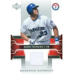 343400 Mark Teixeira Player Worn Jersey Patch Baseball Card - Texas Rangers 2005 Upper Deck Milestone No. MM-MT