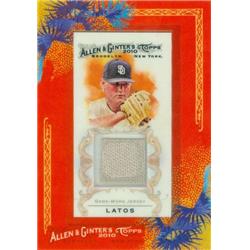 343403 Mat Latos Player Worn Jersey Patch Baseball Card - San Diego Padres 2010 Topps Allen & Ginters No. AGR-ML