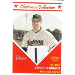343405 Lance Berkman Player Worn Jersey Patch Baseball Card - Houston Astros 2008 Topps Heritage Clubhouse No. CC-LB