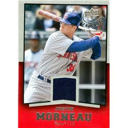 343413 Justin Morneau Player Worn Jersey Patch Baseball Card - Minnesota Twins 2008 Upper Deck Timeline No. TM-MO