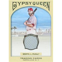 343420 Jayson Werth Player Worn Jersey Patch Baseball Card - Philadelphia Phillies 2011 Topps Gypsy Queen No. GQR-JWE