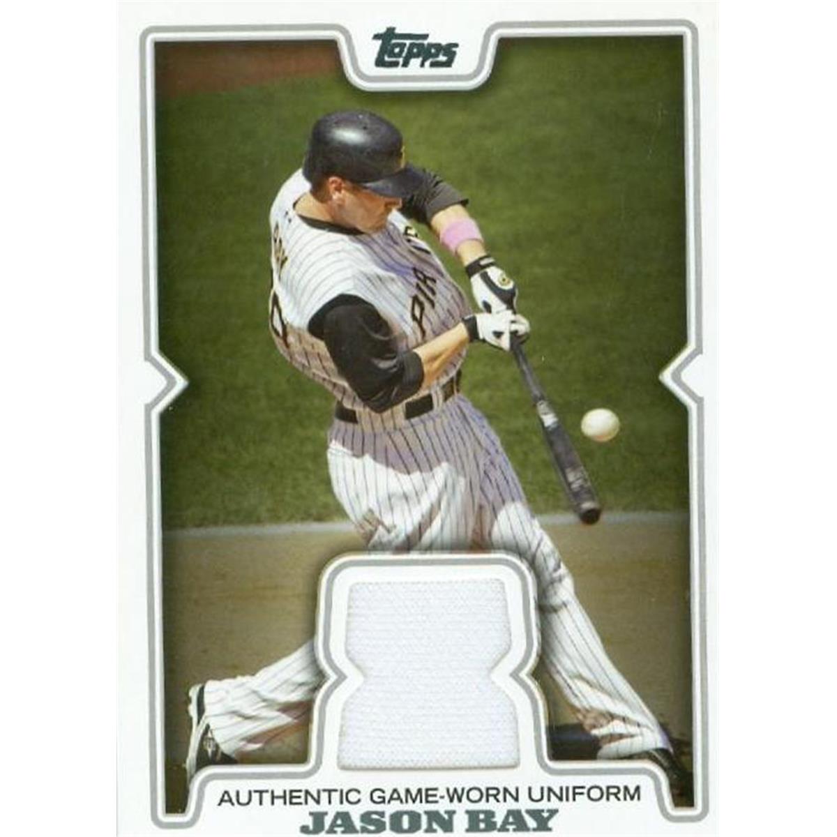 343425 Jason Bay Player Worn Jersey Patch Baseball Card - Pittsburgh Pirates 2008 Topps No. TR-JB