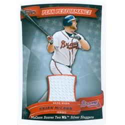 343455 Brian McCann Player Worn Jersey Patch Baseball Card - Atlanta Braves 2010 Topps Peak Performance No. PPR-BM