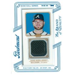 343458 Brian McCann Player Worn Jersey Patch Baseball Card - Atlanta Braves 2010 Topps 206 Piedmont No. TR-BMC