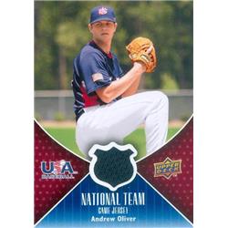 343473 Andrew Oliver Player Worn Jersey Patch Baseball Card - Team USA 2009 Upper Deck National Team No. USA-AO