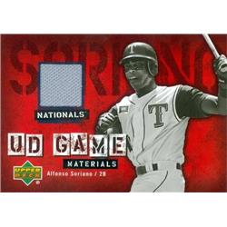 343481 Alfonso Soriano Player Worn Jersey Patch Baseball Card - Washington Nationals, Texas Rangers 2006 Upper Deck Materials No. UD-AS