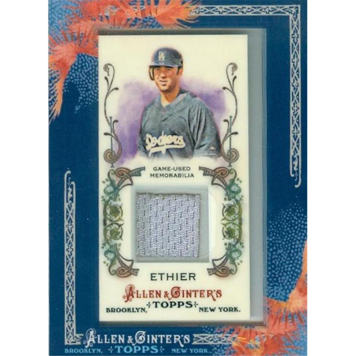 343485 Andre Ethier Player Worn Jersey Patch Baseball Card - Los Angeles Dodgers 2011 Topps Allen & Ginters No. AGR-AE