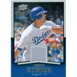 343489 Andre Ethier Player Worn Jersey Patch Baseball Card - Los Angeles Dodgers 2008 Upper Deck Timeline No. TM-AE
