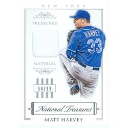 343515 Matt Harvey Player Worn Jersey Patch Baseball Card - New York Mets 2015 Panini Treasured Material No. 39