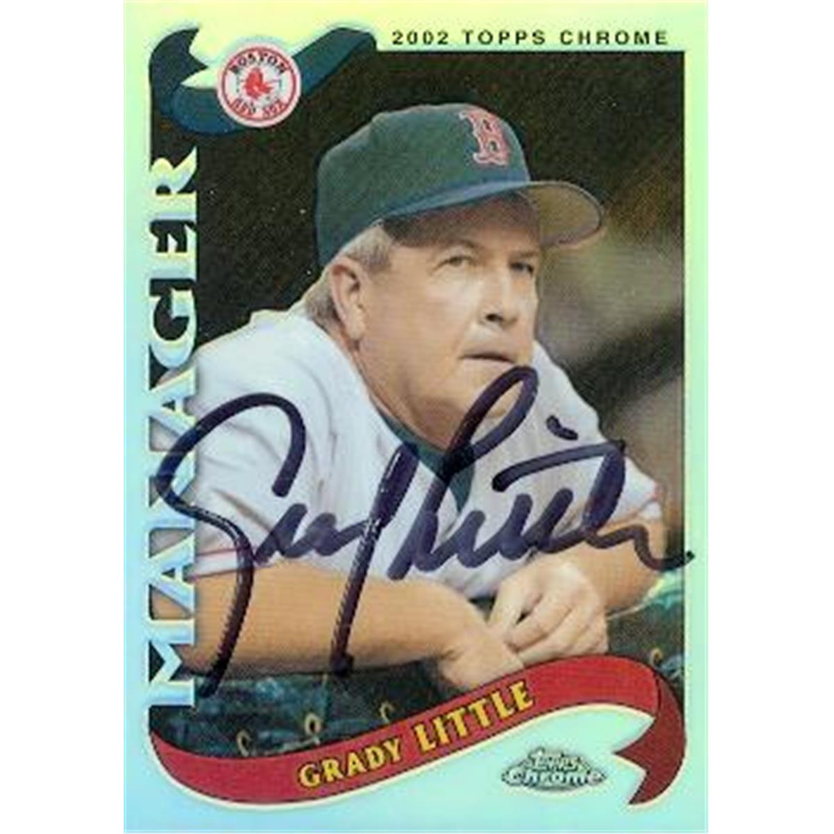 Picture of Autograph Warehouse 343046 Grady Little Autographed Baseball Card - Boston Red Sox Manager 2002 Topps No. T106 Refractor