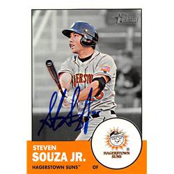 343080 Steven Souza Autographed Baseball Card - Nationals Hagerstown Suns Tampa Bay Rays Star 2012 Topps Heritage Minors No. 54 Rookie