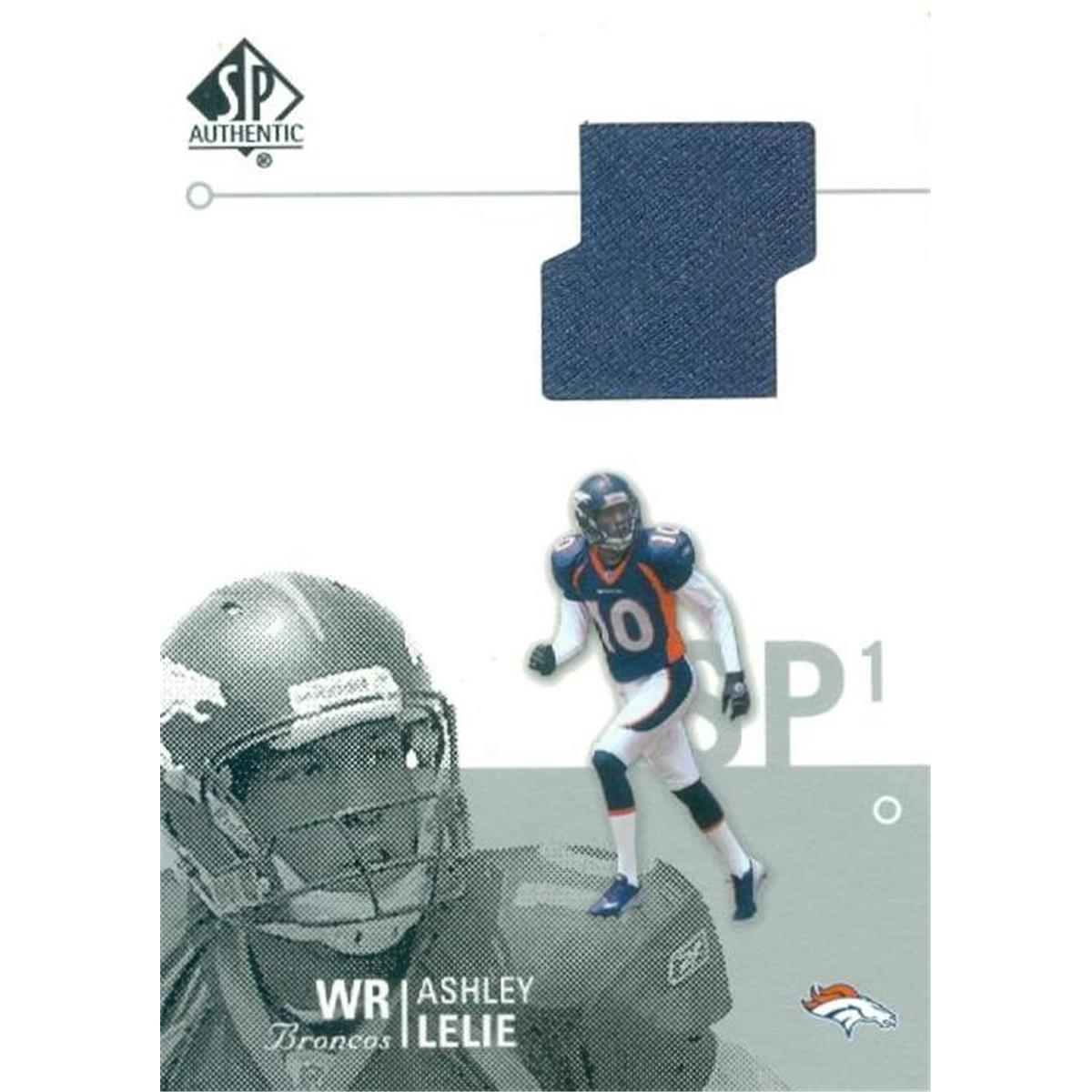 Ashley Lelie player worn jersey patch football card (Denver Broncos