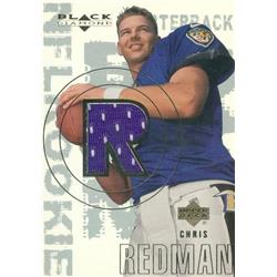 343103 Chris Redman Player Worn Jersey Patch Football Card - Baltimore Ravens 2000 Upper Deck Black Diamond No. 154