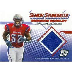 343205 Broderick Bunkley Player Worn Jersey Patch Football Card - Florida State Seminoles 2006 Topps Senior Standouts No. SSBB Rookie