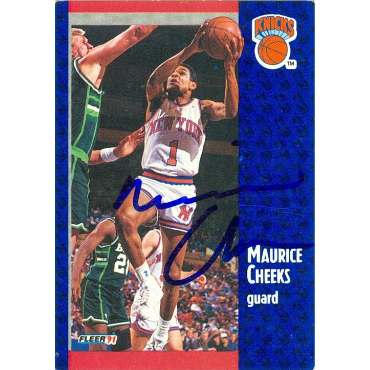 42540 Maurice Cheeks Autographed Basketball Card - New York Knicks 1991 Fleer No. 135