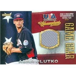 345093 Adam Plutko Player Worn Jersey Patch Baseball Card - Team USA 2014 Panini Collegiate Game Gear No. 39 Rookie