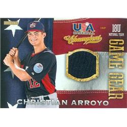345100 Christian Arroyo Player Worn Jersey Patch Baseball Card - San Francisco Giants, Team USA 2014 Panini Collegiate Game Gear No. 44 Rookie