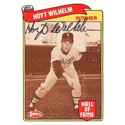 345158 Hoyt Wilhelm Signed Baseball Card - Chicago White Sox Hall of Famer Knuckleball 1989 Swell Greats No. 45 Black