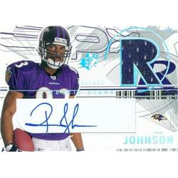 344799 Ron Johnson Autographed Player Worn Jersey Patch Football Card - Baltimore Ravens 2002 Upper Deck No. 155 Rookie