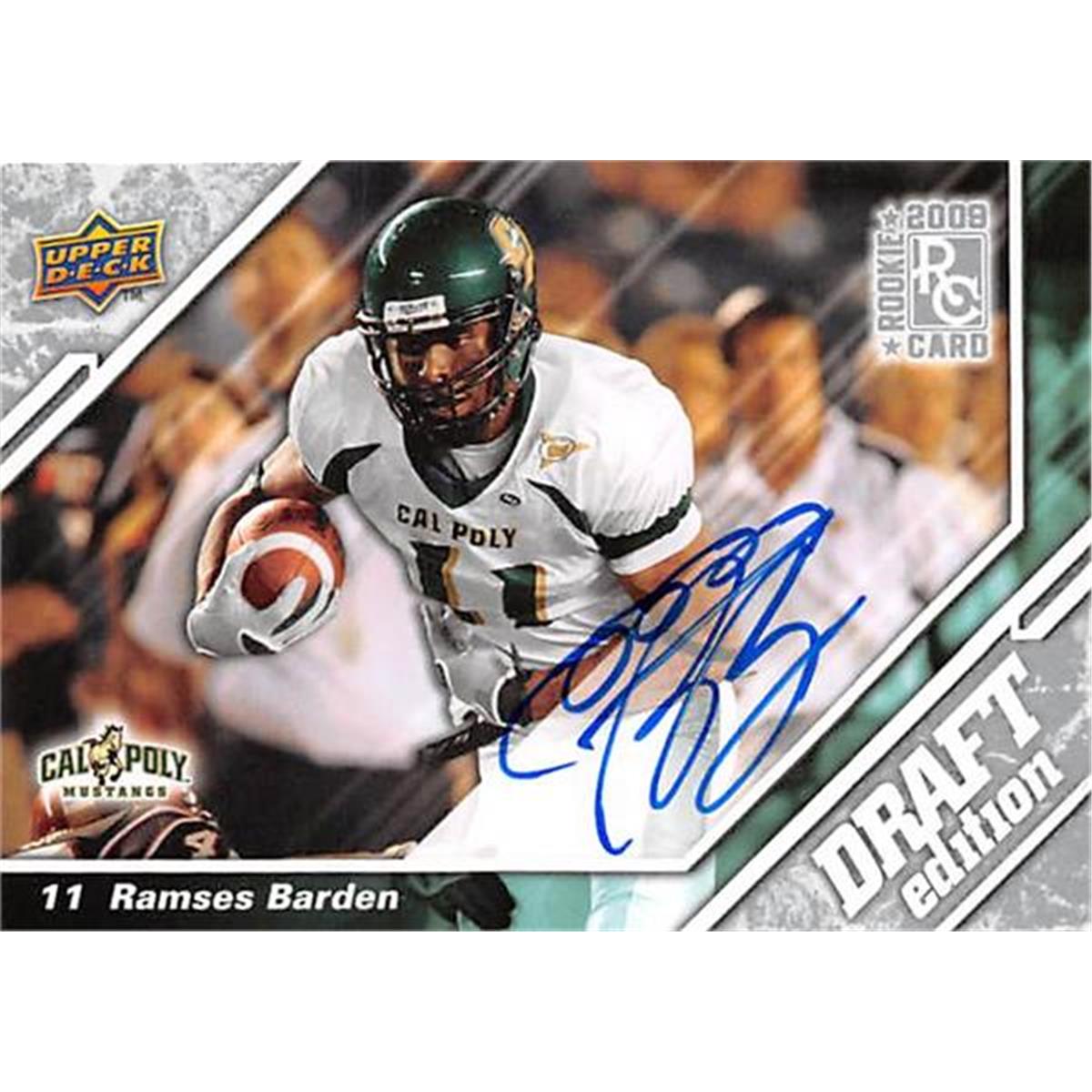 344812 Ramses Barden Autographed Football Card - Cal Poly Mustangs 2009 Upper Deck Draft Rookie No. 116