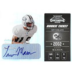 344832 Tavon Mason Autographed Football Card - New York Jets, Virginia 2002 Playoff Contenders No. 171 Rookie Refractor