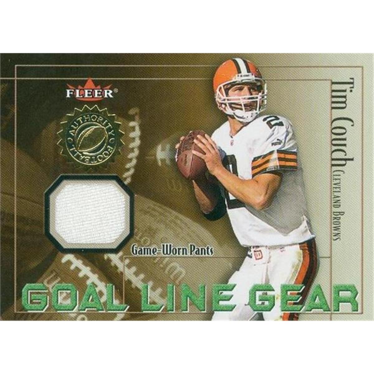 Picture of Autograph Warehouse 344911 Tim Couch Player Worn Jersey Patch Football Card - Cleveland Browns 2001 Fleer Goal Line Gear