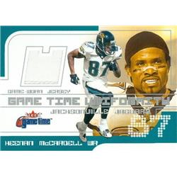 344912 Keenan McCardell Player Worn Jersey Patch Football Card - Jacksonville Jaguars 2001 Fleer Game Time No. 87