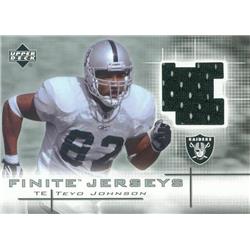 Picture of Autograph Warehouse 344942 Teyo Johnson Player Worn Jersey Patch Football Card - Oakland Raiders 2003 Upper Deck Finite No. FJTJ Rookie
