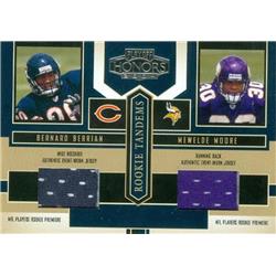 344951 Bernard Berrian & Mewelde Moore Player Worn Jersey Patch Football Card - Bears & Vikings 2004 Donruss Honors Rookie Tandems No. RT10