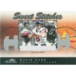 344975 David Carr Player Worn Jersey Patch Football Card - Houston Texans 2003 Fleer Sweet Stitches No. SSDC2