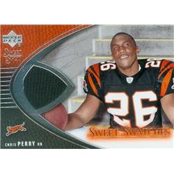 345021 Chris Perry Player Worn Jersey Patch Football Card - Cincinnati Bengals 2004 Upper Deck Sweet Spot Swatches No. SWCP