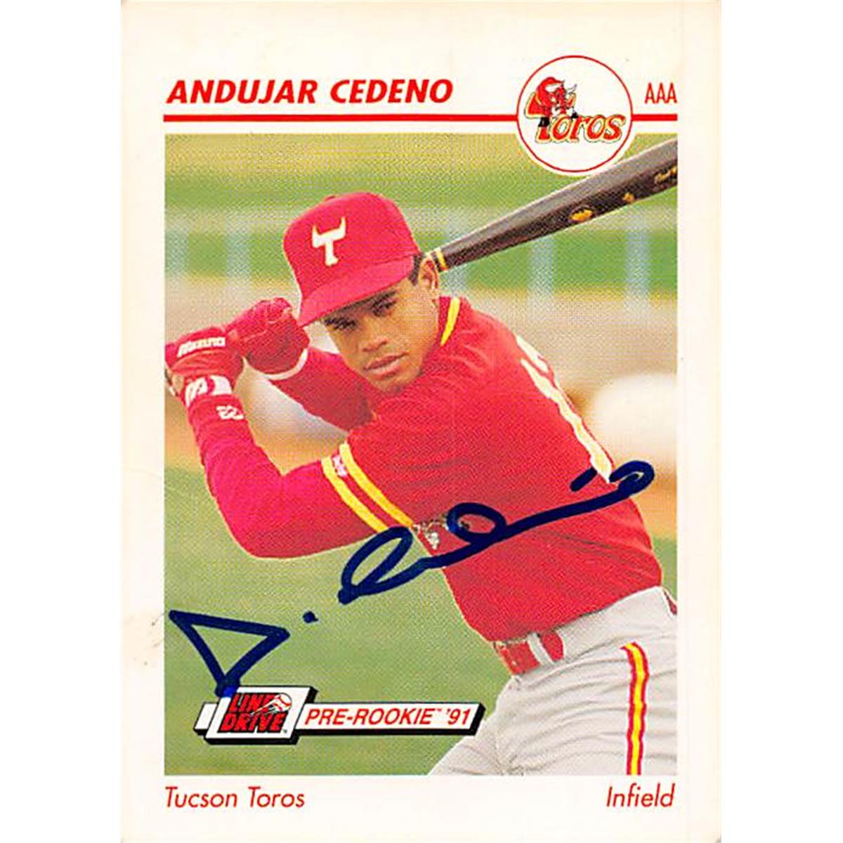 Picture of Autograph Warehouse 377000 Andujar Cedeno Autographed Baseball Card 1991 Impel Pre Rookie No. 606