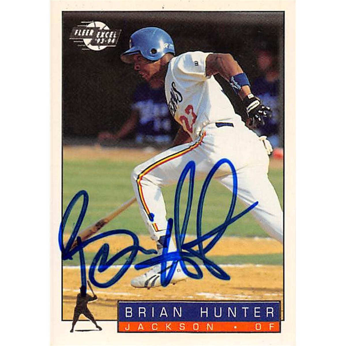 377032 Brian Hunter Autographed Baseball Card 1993 Fleer Excel Minor League Rookie No. 202