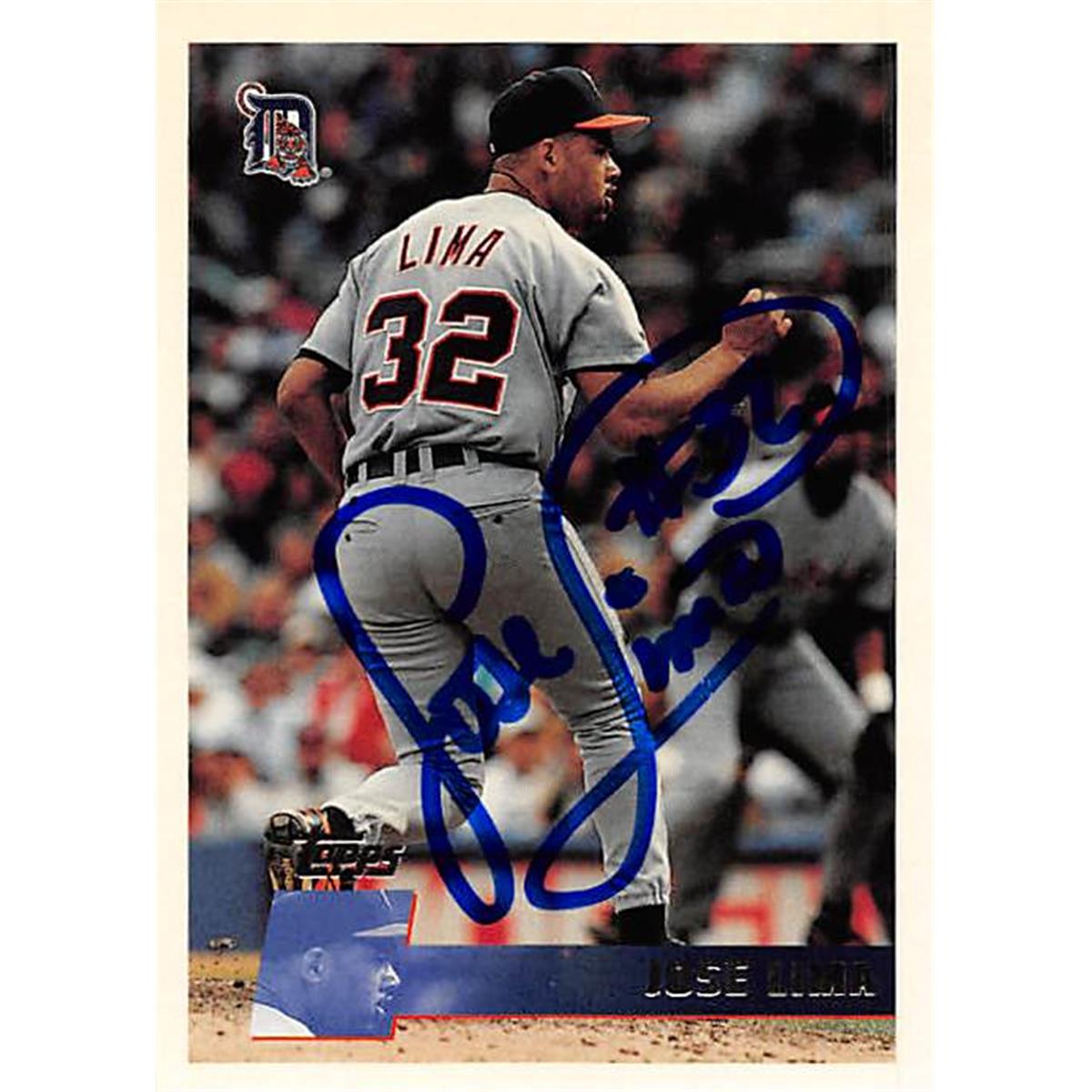 377876 Jose Lima Autographed Baseball Card 1996 Topps No. 366