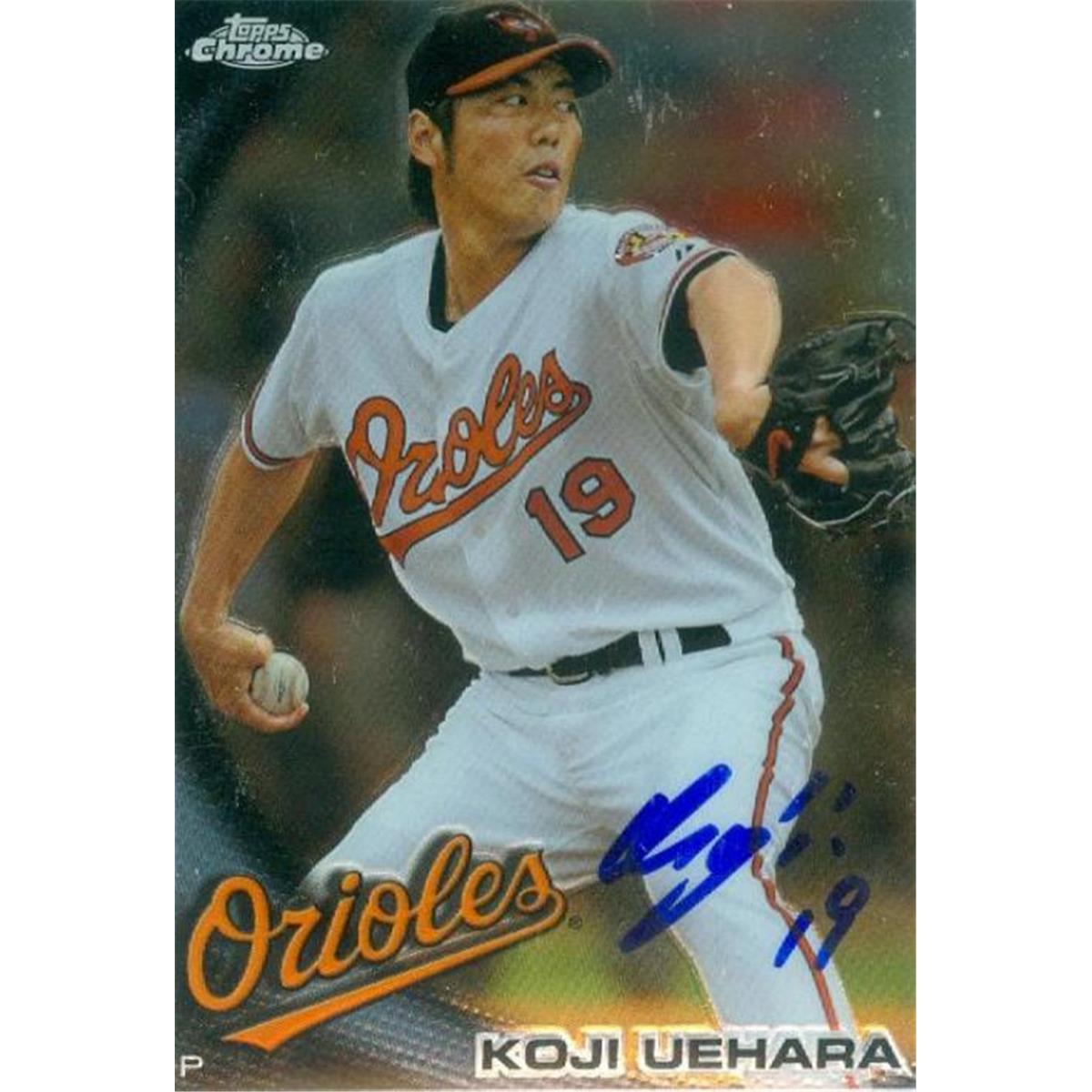 377902 Koji Uehara Autographed Baseball Card 2010 Topps Chrome No. 140