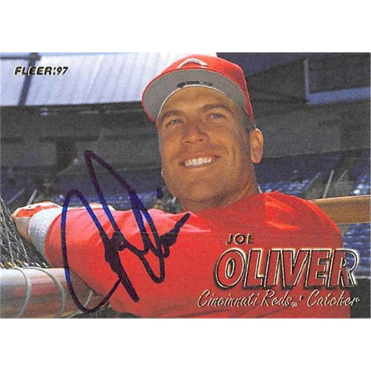 Picture of Autograph Warehouse 376985 Joe Oliver Autographed Baseball Card 1997 Fleer No. 300