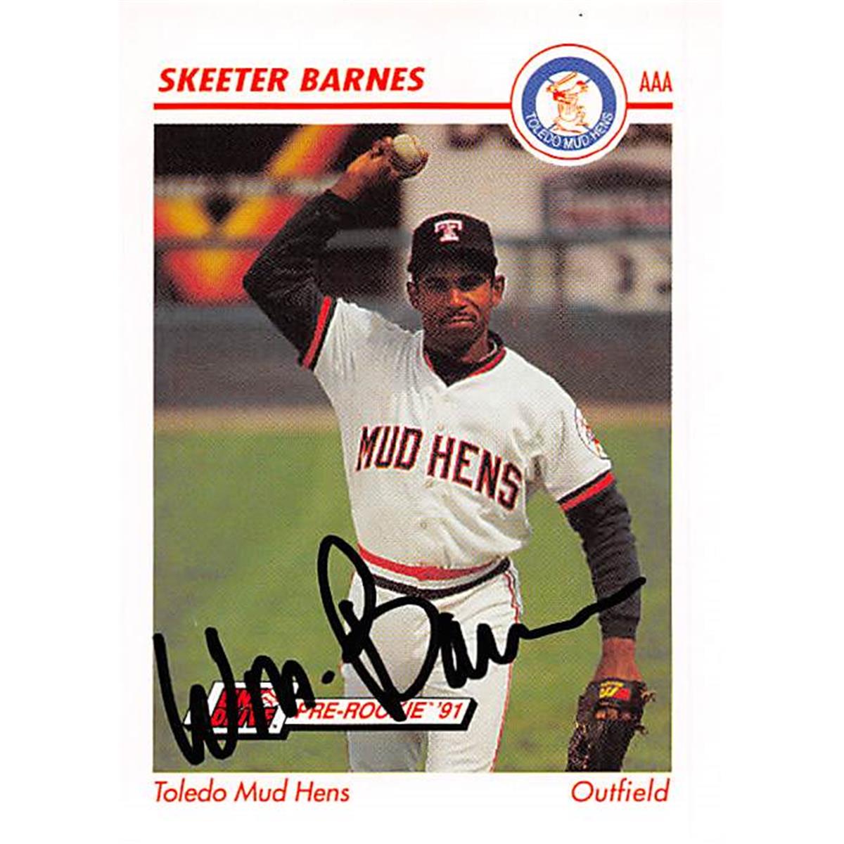 Picture of Autograph Warehouse 376993 Skeeter Barnes Autographed Baseball Card 1991 Impel Pre Rookie No. 578