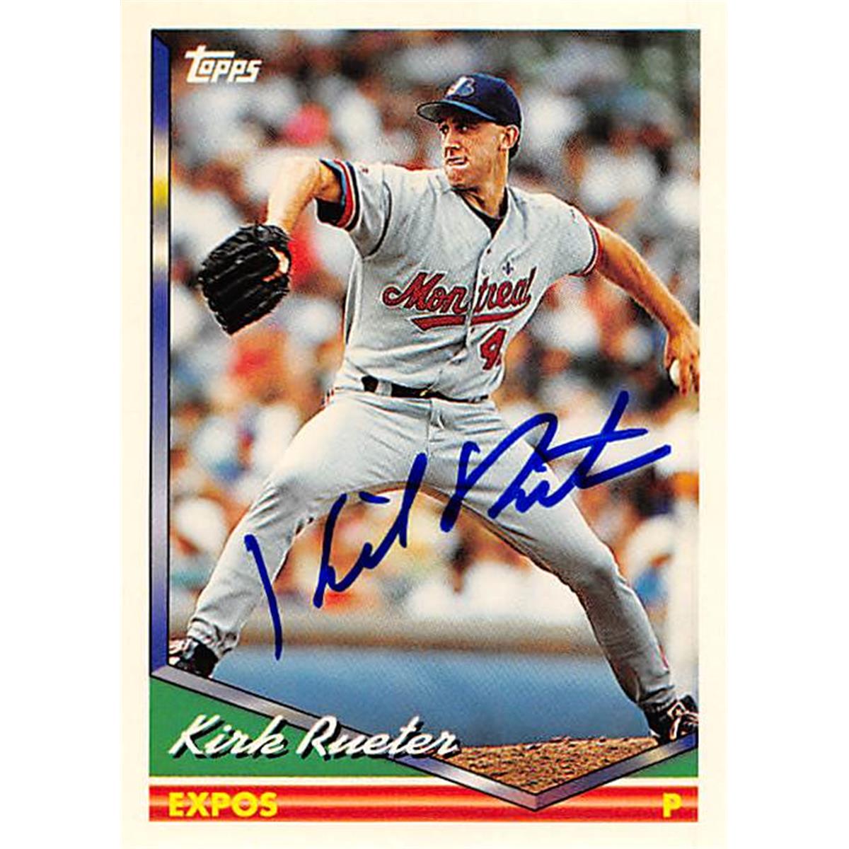 377815 Kirk Rueter Autographed Baseball Card - 1994 Topps No. 628