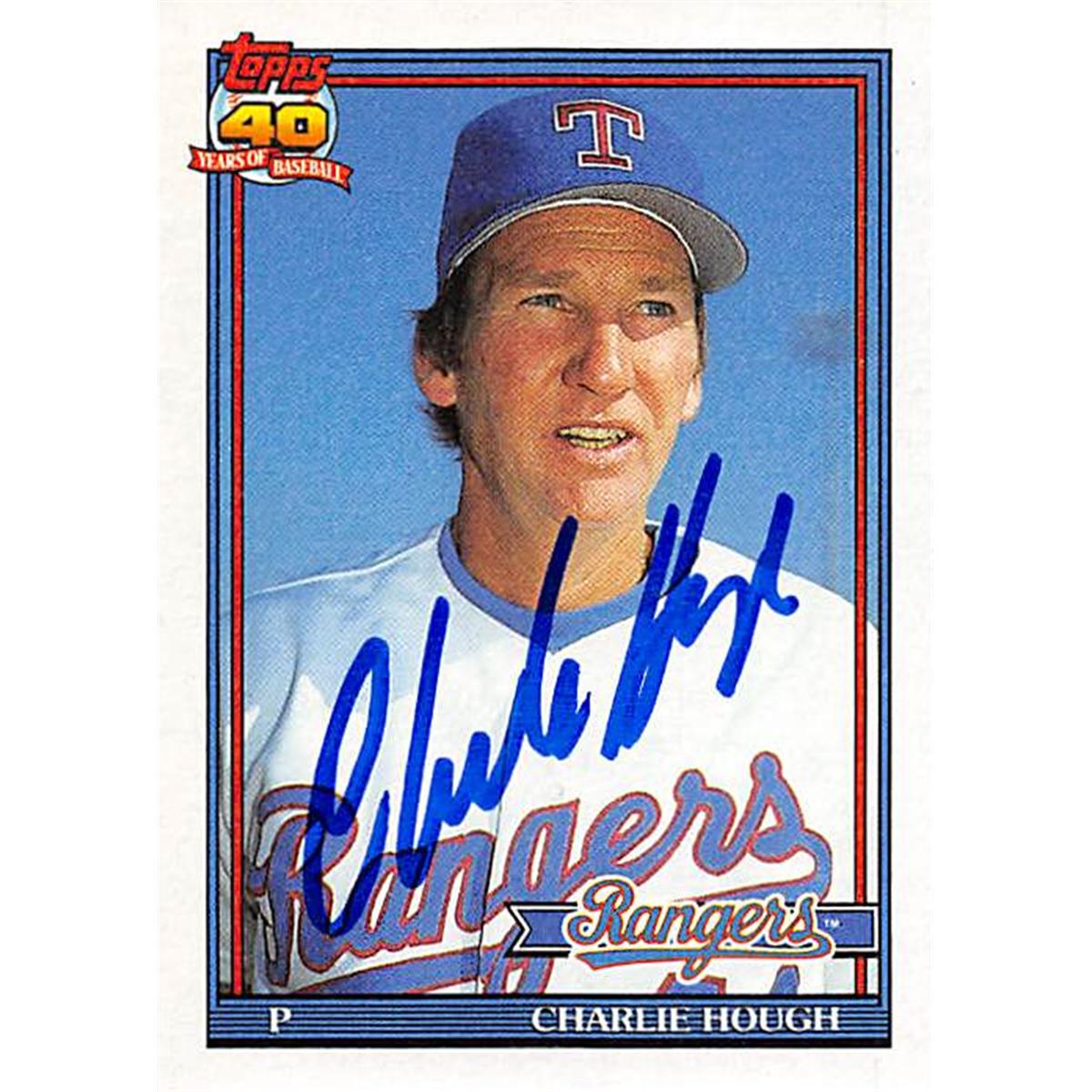 Picture of Autograph Warehouse 377820 Charlie Hough Autographed Baseball Card - 1991 Topps No. 495