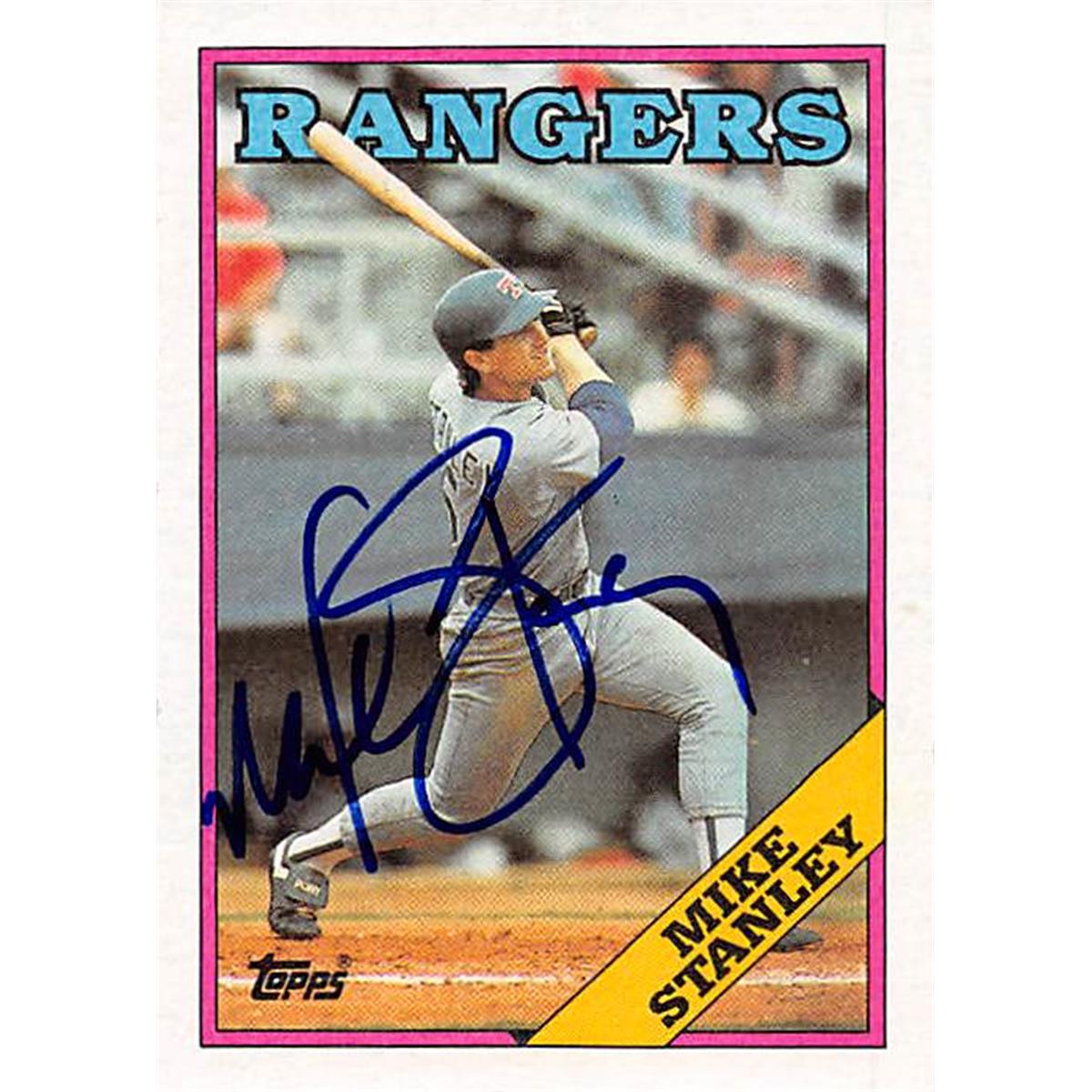 377830 Mike Stanley Autographed Baseball Card - 1988 Topps No. 219
