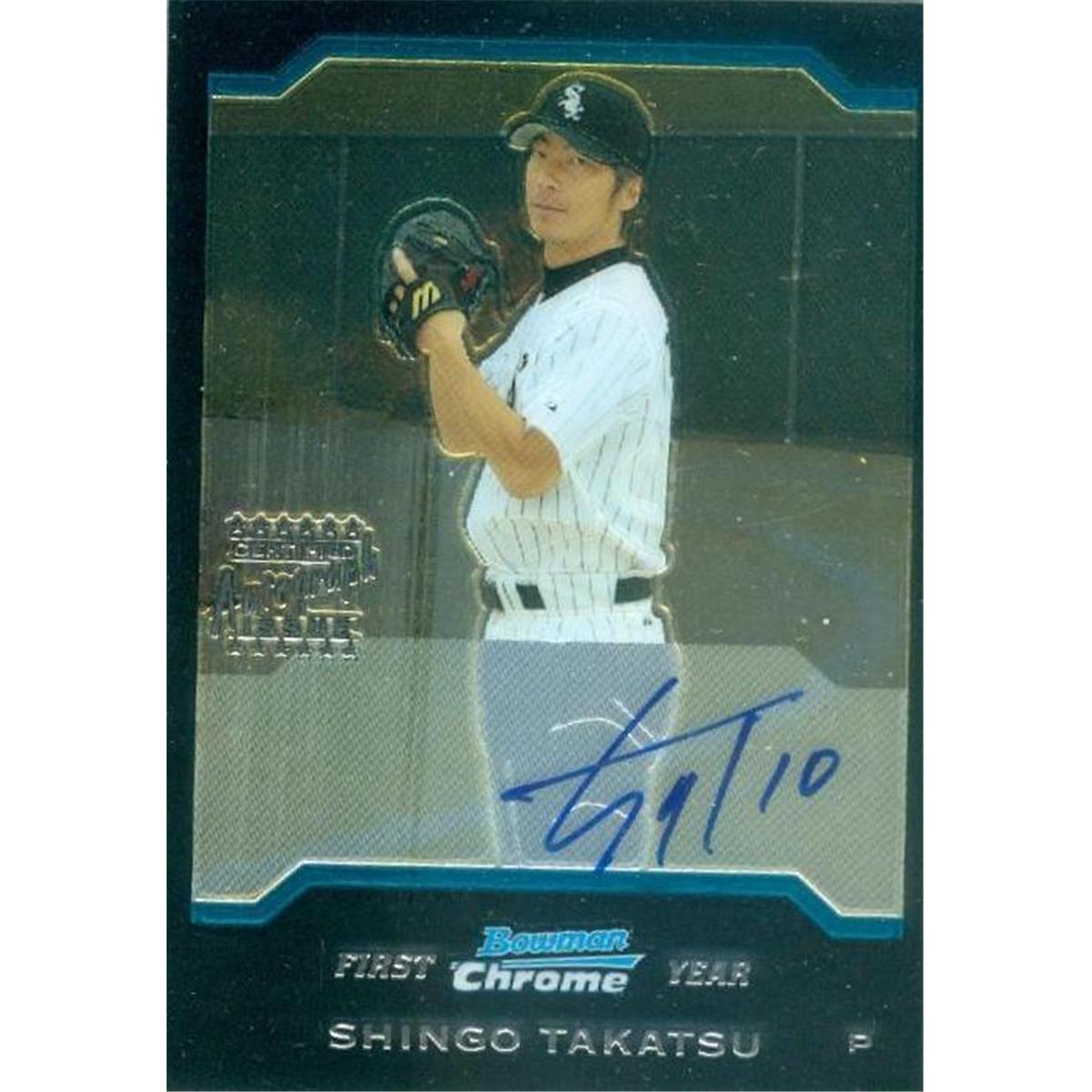 377901 Shingo Takatsu Autographed Baseball Card - 2004 Bowman Chrome First Year No. 342 Rookie