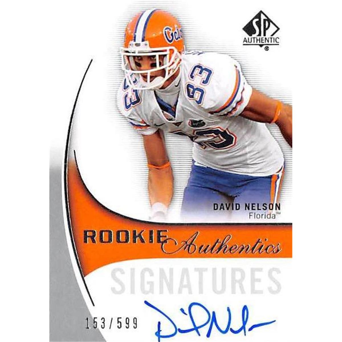 377954 David Nelson Autographed Football Card - 2010 Upper Deck Rookie Authentics No. 148 Le 153-599